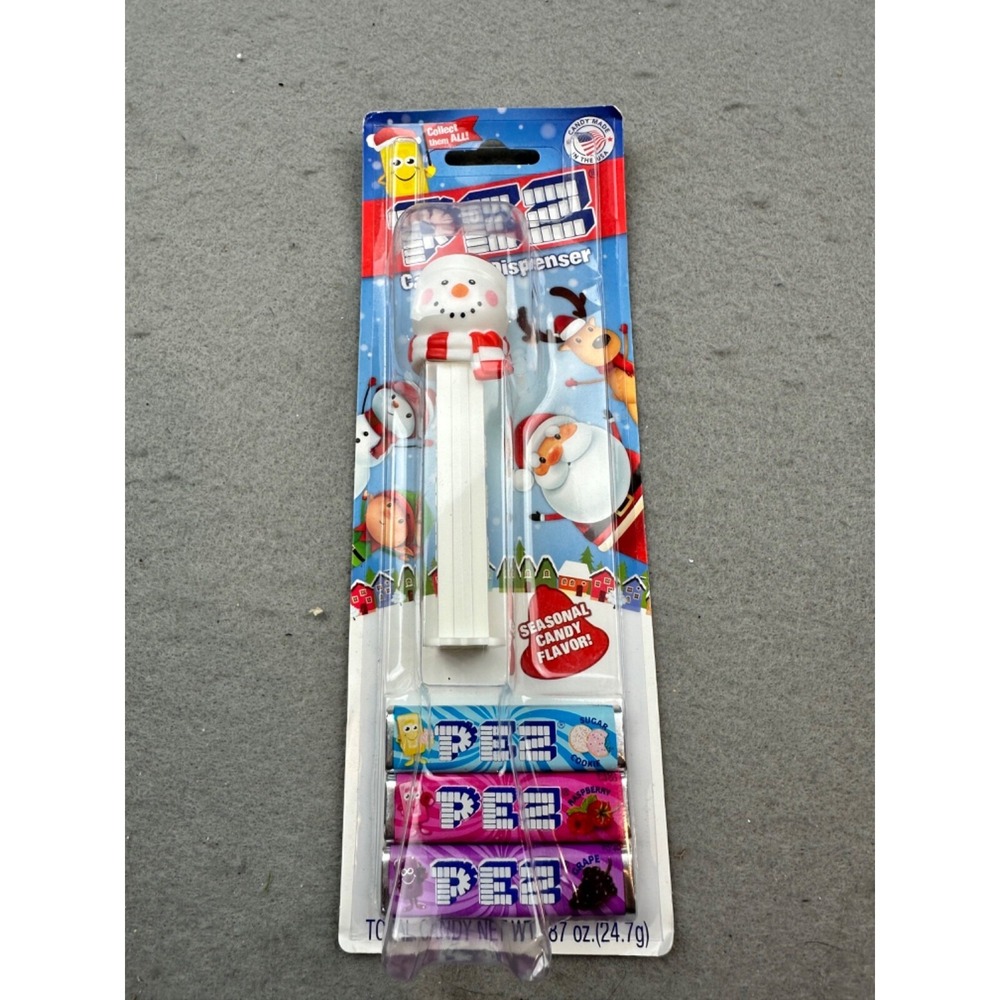 PEZ Dispenser & Candy (Snowman) NEW On Card Good until 07/29/2026